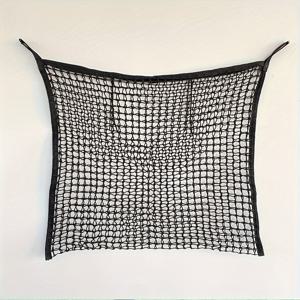 TEMU 말 & 염소용 내구성 폴리에스터 건초망 1개 - 슬로우 피더, 큰 개방형 디자인, 47x35인치, 검정과 흰색, 쉬운 채우기를 위한 작은 구멍 메쉬, 자연적인 포리지 활동 촉진, 지루함 감소, 마구간, 농장, 목장에 이상적