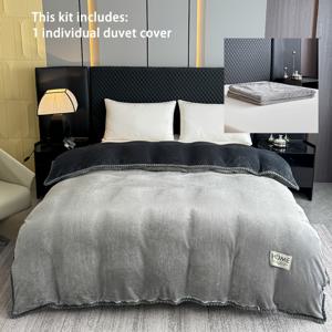 TEMU 1pc 단일 이불 커버, 안감이 있는 두꺼운 우유 플리스 겨울 따뜻한 이불 커버, 방지 벨벳 침구 세트, 단색 이중면珊瑚 플리스 이불 커버, 플리스 안감