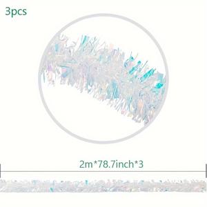 TEMU 78.7인치*3 크리스마스 틴셀 가랜드, 크리스마스 트리, 발렌타인데이, 새해, 카니발, 이드 알-피트르, 어머니의 날, 부활절 홈 데코레이션용 무지개 빛깔의 메탈릭 행잉 가랜드