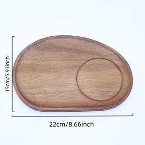TEMU 일본 스타일 나무 디저트 플레이트, 컵 홀더가 있는 타원형 나무 서빙 트레이, 차 스낵 플레이트, 가정용 다용도 단일 나무 아침 식사 플레이트