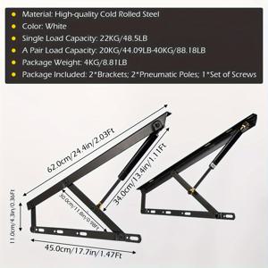 TEMU 침대 소파 타타미용 하이드라울릭 리프트 브래킷, 버퍼가 있는 금속 지원 힌지, 침대 소파 타타미용 가스 스프링 피스톤 로드가 있는 내구성이 뛰어난 다른 금속 재료