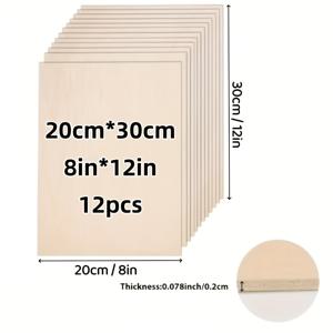 TEMU 8x12인치 2mm 4/8/12개 두꺼운 고품질 린덴 우드 보드 - 레이저 커팅, 우드 버닝 건축 모델, 염색용 매끄러운 표면 - 공예 프로젝트 및 DIY 디자인용 미완성 연갈색 합판 사각형