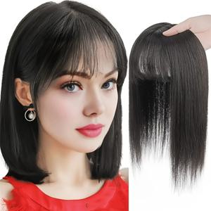 TEMU 여성용 클립온 헤어 리플레이스먼트, 헤어 리플레이스먼트, 회색 머리 커버, 머리 꼭대기 볼륨을 늘리는 헤어피스, 솔기 없는 헤어피스