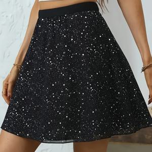 TEMU 끈 허리 밴드가 있는 투명한 짧은 스커트, 여름 의류에 적합한 캐주얼한 A라인 미니 스커트입니다.