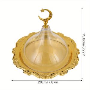 TEMU 1세트 이드 알-피트르 무바라크 달과 별 과자 트레이 달 모양의 음식 디저트 트레이 라마단 금속 접시 아침 저녁 디저트 과자 디스플레이 스탠드 이슬람 무슬림 휴일 테이블 장식