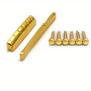 TEMU 골든 브라스 기타 브릿지 및 너트 세트, 43mm/72mm, 6현, 5mm/28mm 현 핀, 합금, 어쿠스틱 및 클래식 기타용