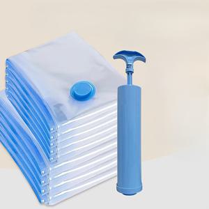 TEMU 8pcs 추가 대형 진공 보관 가방 세트 핸드 펌프 - 공간 절약, 밀폐, 먼지 및 습기 방지, 지퍼 잠금, 전기 없음, 옷, 침구 및 기숙사 이동에 이상적, 투명 플라스틱 가방