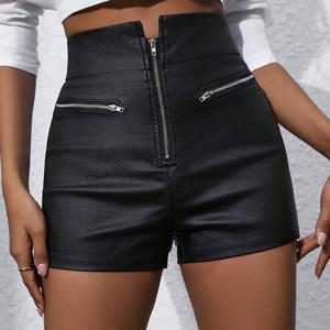 TEMU 고무 코팅 처리된 여성용 하이웨이스트 데님 쇼츠