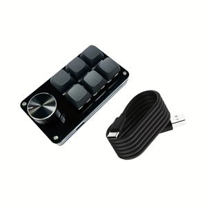 TEMU 6키 미니 프로그래밍 가능 기계식 키보드 (RGB 백라이트, USB 케이블 & 노브 포함) - 플러그 앤 플레이 다기능 게이밍 & 사무용 키보드|키캡|키캡