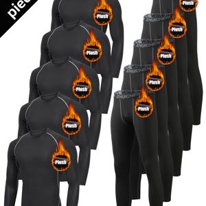 TEMU 10개 플리스 안감 스포츠 트랙수트 세트: 가을 겨울용 따뜻한 속옷, 아침 저녁 러닝 및 야외 운동복, 추운 날씨 워크아웃, 타이트 핏 트레이닝 기어, 흡습성 소재, 통기성 원단, 트레이닝 쇼츠, 스포츠웨어, 피트니스 애호가용|스포츠|반바지|남자반바지