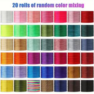 TEMU 1세트 20롤, 각 롤 길이 10미터, 0.8mm 랜덤 컬러 나일론 끈, DIY 팔찌·목걸이·보석 공예 액세서리·수제 크리스마스 장식·머리끈 만들기에 적합, 총 200미터|목걸이|팔찌|은목걸이