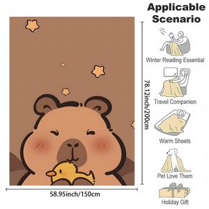 TEMU 부드러운 플란넬 만화 카피바라 덕 프린트 던지기 이불 - 디지털 프린트 리버시블 폴리에스테르 플란넬, 가정 사무실 낮잠을 위한 올 시즌 편안한 이불, 현대 스타일 - 가족과 친구를 위한 선물입니다.