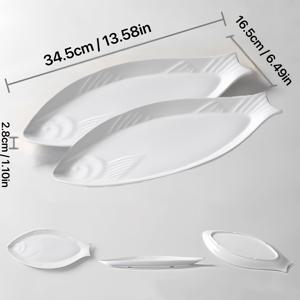 TEMU 2개 세라믹 생선 접시, 창의적인 순백색 생선 접시, 서양식 찜 생선 접시, 일본식 대형 세라믹 접시