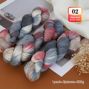 TEMU 3개, 새로운 손으로 염색한 원사, 아름다운 양모 원사, 손으로 뜬 스카프, 모자, 스웨터, DIY 원사