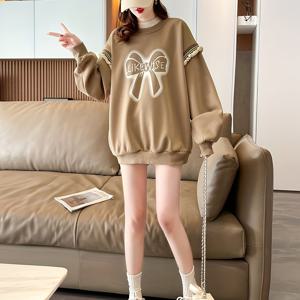 TEMU 리크 보우노트 여성용 슬림핏 후드티, 봄/여름 캐주얼 루즈핏 긴팔