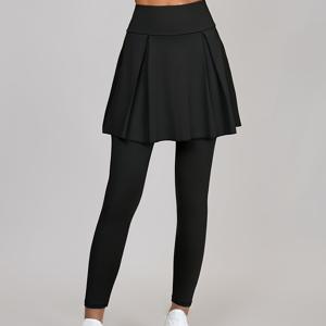 TEMU 1개 여성용 고신축 폴리에스터 미디 스커트 - 플레어 스포츠 스커트, 단색, 니트 원단, 올 시즌 운동복, 벨트 없음, 성인 핏 타입 A