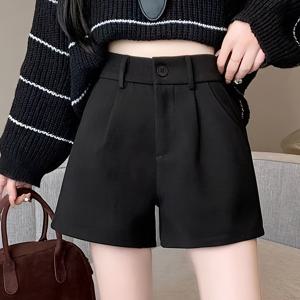 TEMU 여성용 슬랜트 포켓이 있는 부드럽고 편안한 소재로 제작된 우아한 단색 하이웨이스트 반바지|반바지|옷|여성의류