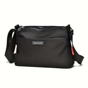 TEMU 남녀 공용 대용량 옥스포드 천 어깨 가방 - 튼튼한 다중 포켓 비즈니스 브리프케이스, 조절 가능한 스트랩, 블랙, 안전한 여행 가방|캐주얼 비즈니스 가방| 튼튼한 옥스포드 가방|크로스백|여행용크로스백