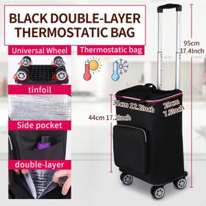 TEMU 다용도, 휴대용 접이식 쇼핑카트, 조용한 바퀴 - 가벼운, 접이식 트롤리, 식료품 및 기타 용도, PVC 소재, 최대 88lbs 수용 가능