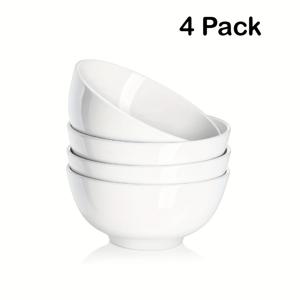 TEMU 4개 세트 세라믹 샐러드 볼, 6인치 화이트 세라믹 볼, 22oz, 주방 수프 볼, 시리얼 볼, 라면 볼, 오트밀 볼, 과일 볼, 밥 그릇에 적합 - 식기세척기 및 전자레인지 사용 가능|식기세척기|식기세척기