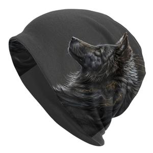 TEMU 나이트 문 울프 리얼리스틱 늑대 머리 디자인 스컬 캡 비니 모자 - 남녀공용 힙합 패션 겨울모자, 추운 날씨 액세서리, 스타일리시 헤드웨어, 고품질 프린트