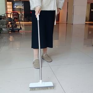 TEMU 1pc 스테인레스 스틸 긴 손잡이 청소 브러시, 2-in-1 바닥 및 창문 스크류지, 욕실, 화장실, 벽용 수동 비전적 스크럽 브러시, 가정용 청소 도구