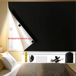 TEMU 침실용 간편 설치 커튼 - 휴대 가능한 맞춤 사이즈 컷팅 쉐이드(59인치 x 31인치, 39인치, 79인치, 118인치) - 유치원, 기숙사 및 여행에 완벽한 임시 차광 블라인드, 창문 무료 스틱온 RV 스크린, RV 커튼