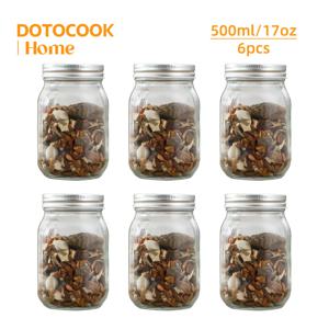 TEMU 도토쿡 6팩 유리 메이슨 자 뚜껑 - BPA 프리 투명 라운드 통조림 자 식품 보관, 오버나이트 오트밀, 간식 - 10oz/13oz/17oz 유리 용기