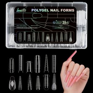 TEMU 보케 288개/12가지 모양 재사용 가능한 네일 필름 무지 트레이 연장 네일 몰드 3D 디자인 인조 네일 팁 네일 몰드 세트 박스