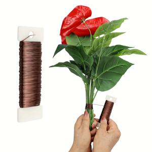 TEMU 1 팩 아이언 플로럴 와이어, 26 게이지(0.5mm) x 38 야드, 커피 컬러, 정원 공예, 화환, 꽃꽂이, リース 만들기에 사용되는 유연한 금속 패들 와이어