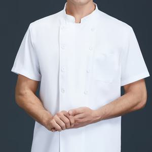 TEMU 남성용 통기성 메쉬 백 셰프 유니폼 1개 - 블랙 & 레드 컬러 블록 디자인, 스탠드 칼라 반팔 포켓 포함, 식당//학교 급식소용 세탁 가능, 셰프 액세서리