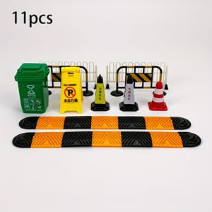 TEMU 11피스 고속도로 장식 세트, 미니 교통 콘 도로 표지 경고 표지판