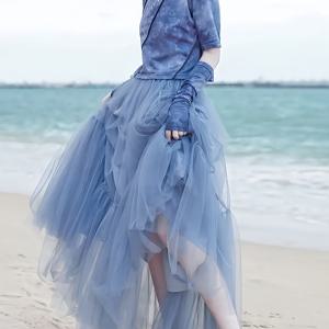 TEMU 여성용 우아한 머메이드 A라인 맥시 스커트 - 롱 플로잉 트레인, 와이드 레그 디자인, 벨트 불필요, 세탁기 사용 가능 /베이지/ - 웨딩 게스트 가운, 프롬 드레스, 연중 정장 스커트