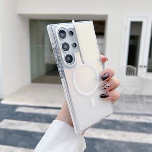 TEMU 폰 케이스: 패셔너블하고 심플한 고품질 숨겨진 미끄럼 방지 충격 방지 금속 브래킷 렌즈 컬러 체인징 폰 케이스, 갤럭시 S25울트라 S24 플러스 S23+ S22용 강력 자석 투명 소프트 & 하드 조합 폰 보호 케이스