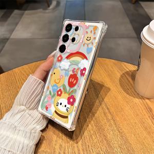 TEMU 삼성 시리즈 A54/A53/A52(A52S 유니버설/A34(5G)A14(5G)/A13 5G S21/S21U/S22/S22U/S23/S23+/S23U 및 S24 시리즈 A15/A35(5G)/A55(5G)/A25(5G)에 적합한 꽃 고양이 카드 홀더 소프트 쉘 최신 S25 시리즈 트렌디 커플 모델에 사진을 넣을 수 있습니다