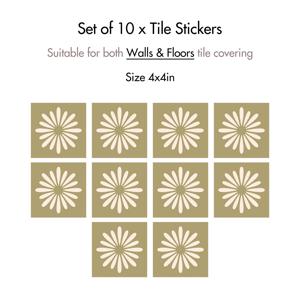 TEMU 방수 및 방유 꽃무늬 타일 스티커 10개 세트 - 자체 접착식 벽지 같은 데칼, 녹색과 흰색 꽃 패턴, 주방/욕실/거실용 (4x4인치 또는 5.9x5.9인치) - 쉬운 설치 & 잔여물 없는 제거 - DIY 홈 리노베이션 및 아파트 장식에 이상적