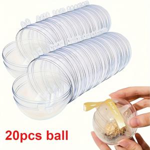 TEMU 20개 투명 플라스틱 채우기 장식 공 | 튼튼한 버클 볼 장식, 행잉 장식, 휴일 기념 행사, 파티, 결혼식에 적합 - 전기 불필요, 크리스마스용 현대적인 스타일