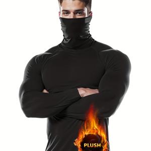 TEMU 1팩 남성용 보온 압박 긴팔 셔츠 - 플리스 안감, 고탄력 퀵드라이, 스포츠 및 캐주얼 웨어, 러닝 기어, 모던 액티브웨어, 퍼포먼스 웨어, 활동적인 남성을 위한 통기성 베이스 레이어