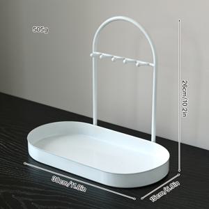 TEMU 1pc DONGZHANGGUI 금속 보석 트레이, 분리 가능한 목걸이 거치대, 파우더 코팅 마감, 향수, 화장품, 귀걸이용 오발 테이블 탑 오간라이저 - 현대적인 간단한 디자인, 다목적 사용, 보석 트레이