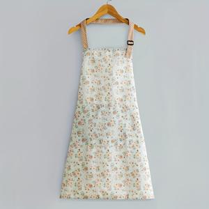 TEMU 주머니가 있는 1개 꽃무늬 리넨 앞치마 - 100% 안감, 조절 가능한 스트랩, 주방용, 요리, 베이킹, 원예에 이상적 - 발렌타인데이 선물, 내구성 있는 원단