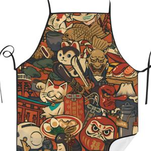 TEMU 일본 우키요에 프린트 패턴을 특징으로하는 주방용 수건, 요리남과 여성을 묘사하고 있습니다.
