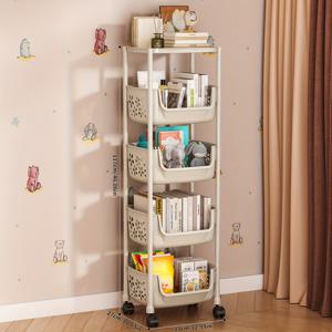 TEMU 1pc 플라스틱 롤링 스토리지 카트, 바퀴가 달린 다목적 큐비 선반, 주방, 욕실, 거실용 - 스파이스 병, 장난감, 스낵을 위한 공간 절약형 정리함