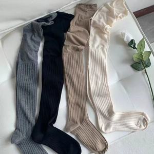 TEMU 여성용 니하이 양말 4켤레 | 가을/겨울 마이어드 컬러 퍼우드 양말, 롱 튜브 스플라이싱 디자인, 따뜻하고 편안함, 원단, 부츠에 적합
