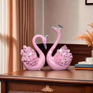 TEMU 2개 세트 우아한 레진 백조 조각상, 수제 장식용 조각상, 거실, 침실, 기도실, 주방, 책상 및 책장에 다용도, 크리스마스, 할로윈 장식, 가을 홈 데코 수집용 조각상