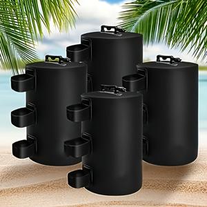 TEMU 4개 세트 헤비듀티 아웃도어 텐트 웨이트 & 샌드백 - 각 88 lbs (총 352 lbs 용량) - 팝업 텐트, 캐노피, RV, 보트, 발코니용 올웨더 안정성 베이스 - 내구성 있는 고품질 블랙 디자인, 상단 및 잠금 장치 포함 - 해변, 캠핑, 뒷마당 사용에 이상적 - 간편한 보관 및 운반, 캠핑용 텐트,캠핑 샤워 텐트,캠핑 텐트