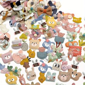 TEMU 20개/팩 귀여운 동물, 과일, 꽃, 혼합 스타일, 랜덤 사운드웨이브 기술 엠보싱 액세서리, 헤어 액세서리, 선물, 핸드메이드 액세서리