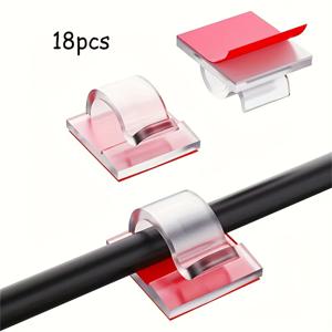 TEMU 18/38/58 새로운 접착 케이블 클립, PC, 벽, 책상 아래, 크리스마스 라이트 클립, 실내/실외 사용, 자동차, 대시 캠, 이더넷 및 전기 와이어를 위한 개선된 벽 와이어 홀더