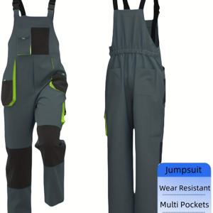 TEMU 600D 폴리에스터 작업용 더네파치, 다기능 포켓, 조절 가능한 스트랩, 강화된 뒷포켓 - 사계절용 내구성 카고 점프수트, 113055, OBM