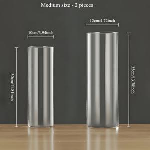 TEMU 2개 모던 클리어 아크릴 화분, 매우 투명, 방수 PET 소재, 바닥에 서있는 화분, 대형 5.91X15.75 인치, 신선한 꽃을 위한 다기능 원통형 화분, 전기 또는 배터리가 필요하지 않음