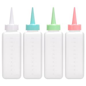 TEMU 4개입 200ml 리필 가능한 헤어 염색 병, 정밀 애플리케이터 포함 - 투명, 측정 눈금, 쉬운 헤어 컬러 적용을 위한 캡